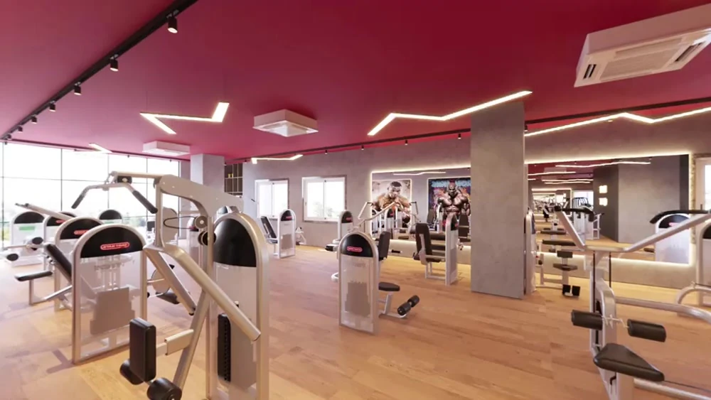Illustrative Synergy gym design with a premium strength-training floor